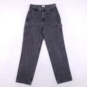 Simple Society Carpenter Jeans 3/26 Utility High Rise Charcoal Grey Straight Leg